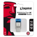 Kingston czytnik USB 3.0 (3.2 Gen 1), MobileLite Duo 3C, microSD, zewnętrzny, niebieska, złącza USB A / USB C