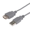 Przedłużacz USB (2.0), USB A samec - USB A F, 3m, szary, Logo cena za 1 szt.