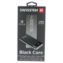 SWISSTEN, Powerbank, BLACK CORE, Li-Pol, 5V, do ładowania telefonów i innych urządzeń, 22013929, 30000mAh, QC 3.0, szara