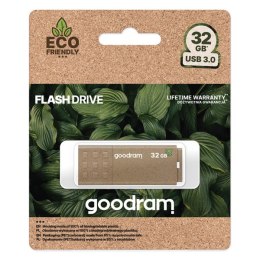 Goodram USB flash disk, USB 3.0, 32GB, UME3 ECO FRIENDLY, brązowy, UME3-0320EFR11, USB A, z osłoną