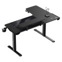 ULTRADESK Biurko dla gracza elektycznie regulowany, podświetlenie RGB, uchwyt na słuchawki i napój