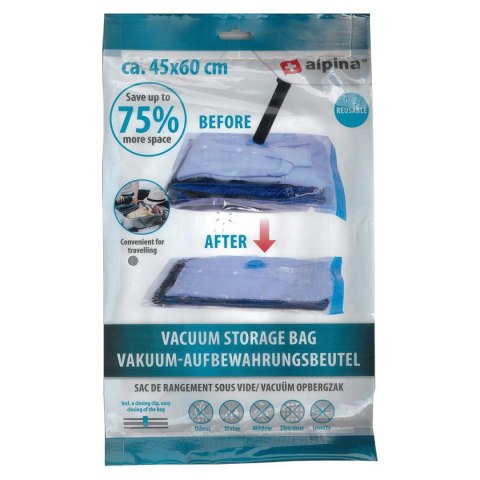 Worek torba próżniowa do przechowywania ubrań, pościeli 45x60cm ALPINA Worek torba próżniowa do przechowywania ubrań, pościeli 45x60cm ALPINA