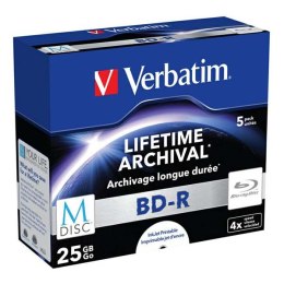 Verbatim M-DISC BD-R, Single layer Single layer/Injekt printable, 25GB, jewel box, 43823, 4x, 5-pack, do archiwizacji danych