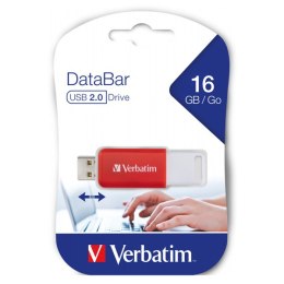 Verbatim USB flash disk, USB 2.0, 16GB, DataBar, czerwony, 49453, do archiwizacji danych