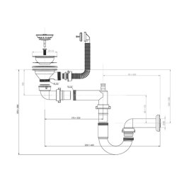 StrongSinks plastikowy 40 mm, 220-460mm, biały