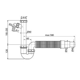 Alcadrain plastikowy 40 nebo 50 mm, 580mm, biały