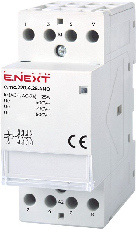 STYCZNIK MODUŁOWY E.MC.220.4.25.4NO 4P 25A 4NO ENEXT STYCZNIK MODUŁOWY E.MC.220.4.25.4NO 4P 25A 4NO ENEXT