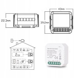 GISE SMART Dual Switch Podwójny sterownik oświetleniowy Tuya WiFi GISE