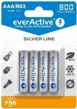 Akumulatorki AAA / R03 everActive Ni-MH Ni-MH 800 mAh ready to use Silver line (box 4szt) EVERACTIVE