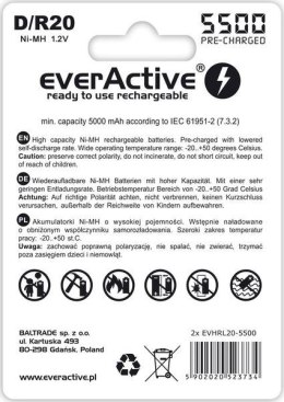 Akumulatorki D / R20 everActive Ni-MH Ni-MH 5500 mAh ready to use Silver line (box 2 szt) EVERACTIVE