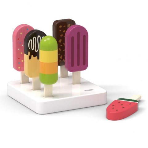 VIGA Zestaw Drewnianych Lodów na Patyku ze Stojakiem 6 szt. Viga Toys VIGA Zestaw Drewnianych Lodów na Patyku ze Stojakiem 6 szt. Viga Toys