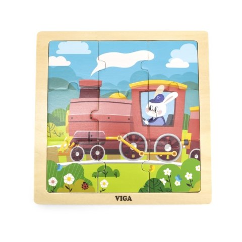VIGA Poręczne Drewniane Puzzle Pociąg Ciuchcia 9 elementów Viga Toys VIGA Poręczne Drewniane Puzzle Pociąg Ciuchcia 9 elementów Viga Toys