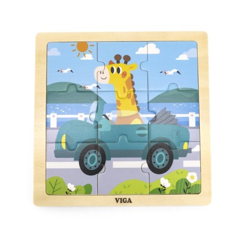 VIGA Poręczne Drewniane Puzzle Żyrafa w aucie 9 elementów Viga Toys VIGA Poręczne Drewniane Puzzle Żyrafa w aucie 9 elementów Viga Toys