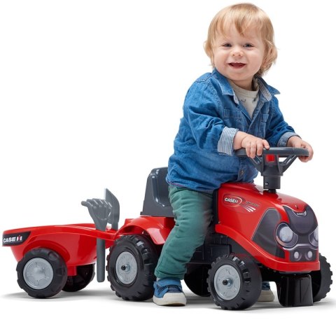 FALK Jeździk Traktorek Baby Case IH Ride-On Czerwony z Przyczepką + akc. od 12 miesięcy FALK