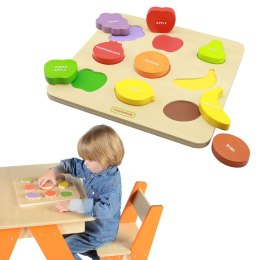 MASTERKIDZ Drewniany Sorter Kształtów Kolorowe Owoce Montessori Masterkidz