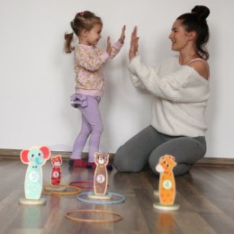 TOOKY TOY Drewniana Gra Zręcznościowa Rzut do Celu Zwierzątka 15 el. Tooky Toy