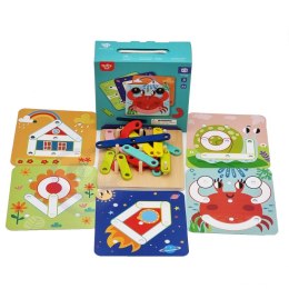 TOOKY TOY Drewniana Układanka Klocki Kołki Wzory Zwierząt do Odtworzenia Certyfikat FSC Tooky Toy