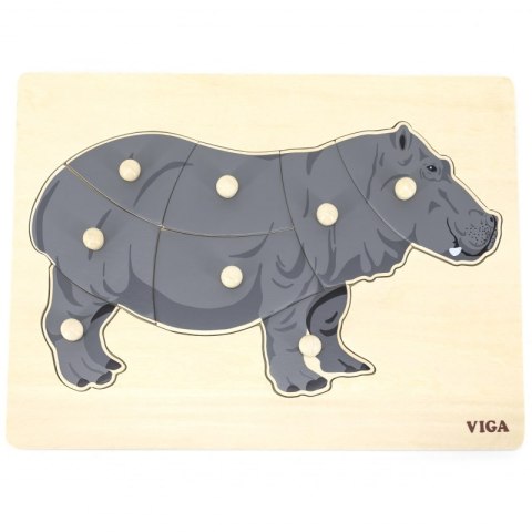 VIGA Drewniane Puzzle Montessori Hipopotam z Pinezkami Viga Toys VIGA Drewniane Puzzle Montessori Hipopotam z Pinezkami Viga Toys