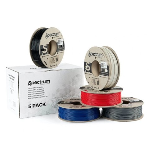 Spectrum 3D filament, ASA 275, 1,75mm, 5x250g, 80749, mix Polar White, Deep Black, Silver Star, Navy Blue, Bloody Red