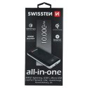 SWISSTEN, Powerbank, ALL-IN-ONE, Li-Pol, 5/9/12V, 10000mAh, do ładowania telefonów i innych urządzeń, 22013927, czarna