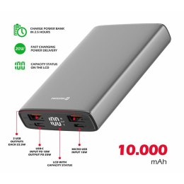 SWISSTEN, Powerbank, ALUMINUM, Li-Pol, 5/9/12V, do ładowania telefonów i innych urządzeń, 22013915, 10000mAh, szara