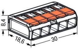 Szybkozłączka uniwersalna LINKA/DRUT 5x 0,2-4mm2 WAGO 221-415 (Paczka 25szt.) WAGO