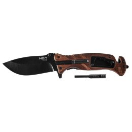 Neo Tools Nóż survivalowy składany, nerezová ocel, 220mm, 90mm, zaczep na pasek