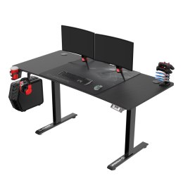 ULTRADESK Biurko dla gracza LEVEL V2, 140x68cm, 72-117cm, elektycznie regulowany, z podkładką pod mysz XXL, uchwyt na słuchawki 