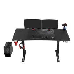 ULTRADESK Biurko dla gracza LEVEL V2, 140x68cm, 72-117cm, elektycznie regulowany, z podkładką pod mysz XXL, uchwyt na słuchawki 