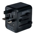 100-250 V Adapter podróżny, CEE7 (widelec) - gniazdo, czarny, Verbatim