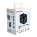 100-250 V Adapter podróżny, CEE7 (widelec) - gniazdo, czarny, Verbatim