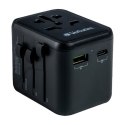 100-250 V Adapter podróżny, CEE7 (widelec) - gniazdo, czarny, Verbatim