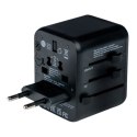 100-250 V Adapter podróżny, CEE7 (widelec) - gniazdo, czarny, Verbatim