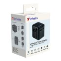 100-250 V Adapter podróżny, CEE7 (widelec) - gniazdo, czarny, Verbatim