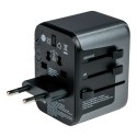 100-250 V Adapter podróżny, CEE7 (widelec) - gniazdo, czarny, Verbatim