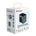 100-250 V Adapter podróżny, CEE7 (widelec) - gniazdo, czarny, Verbatim