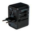 100-250 V Adapter podróżny, CEE7 (widelec) - gniazdo, czarny, Verbatim