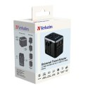 100-250 V Adapter podróżny, CEE7 (widelec) - gniazdo, czarny, Verbatim