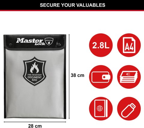 Ognioodporna torba na dokumenty MasterLock FBWLZ0EURHRO MASTERLOCK Ognioodporna torba na dokumenty MasterLock FBWLZ0EURHRO MASTERLOCK
