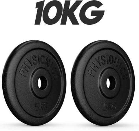 PHYSIONICS Zestaw obciążeń 2 x 5 kg, żeliwo, 31 mm Physionics PHYSIONICS Zestaw obciążeń 2 x 5 kg, żeliwo, 31 mm Physionics