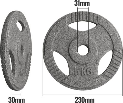 PHYSIONICS Zestaw obciążeń 4 x 5 kg, żeliwo, 31 mm Physionics PHYSIONICS Zestaw obciążeń 4 x 5 kg, żeliwo, 31 mm Physionics