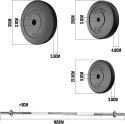 PHYSIONICS Zestaw do podnoszenia ciężarów 165 cm, 54 kg Physionics