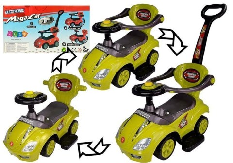 Jeździk z Pchaczem Mega Car 3w1 Żółty LEAN CARS Jeździk z Pchaczem Mega Car 3w1 Żółty LEAN CARS