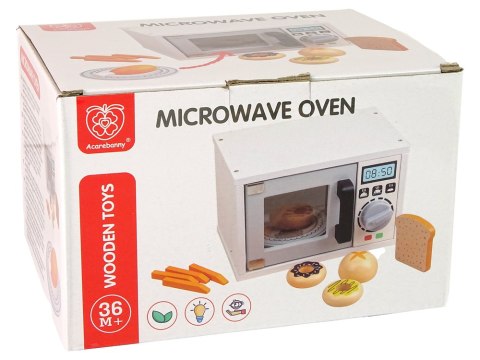 Drewniana Kuchenka Mikrofalowa Mikrofalówka Jedzenie Biała LEAN Toys Drewniana Kuchenka Mikrofalowa Mikrofalówka Jedzenie Biała LEAN Toys