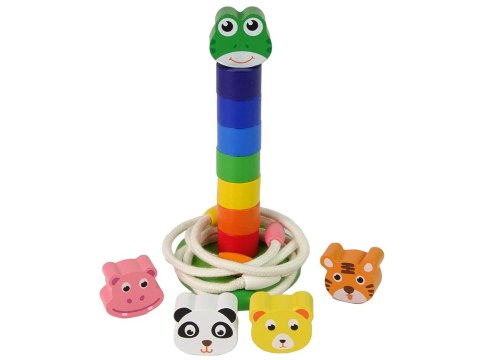 Piramidka Drewniana Edukacyjna Układanka Sznurek Zwierzęta LEAN Toys Piramidka Drewniana Edukacyjna Układanka Sznurek Zwierzęta LEAN Toys