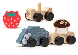 Drewniana Zabawka Mądry Jeżyk Wagoniki Truskawka Grzybek 15467 LEAN Toys