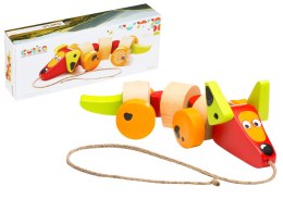Drewniany Pies Jamnik na sznurku Zabawka do ciągnięcia 13623 LEAN Toys