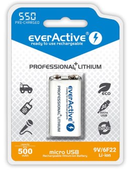 Akumulatorek 6F22 Li-Ion everActive 9V 550mAh z gniazdem micro USB EVERACTIVE