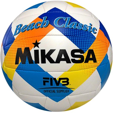 Piłka siatkowa plażowa Mikasa Beach Classic biało-niebiesko-żółta BV543C-VXA-Y Piłka siatkowa plażowa Mikasa Beach Classic biało-niebiesko-żółta BV543C-VXA-Y