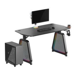 ULTRADESK Biurko dla gracza BOOSTER, 136x70,5 cm, 75 cm, podświetlenie RGB, uchwyt na słuchawki i napój